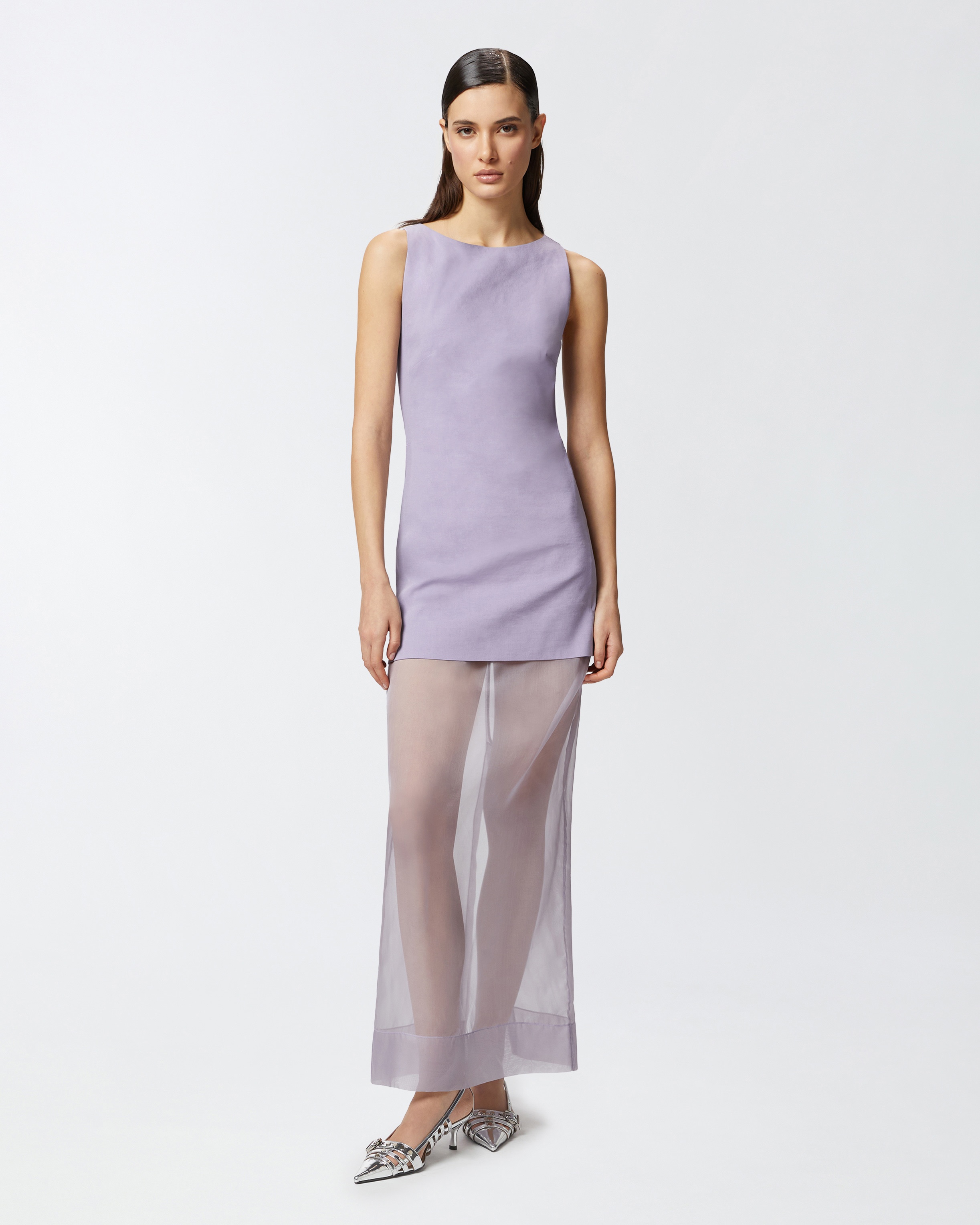 LONG FORMAL DRESS IN LINEN AND ORGANZA - 3