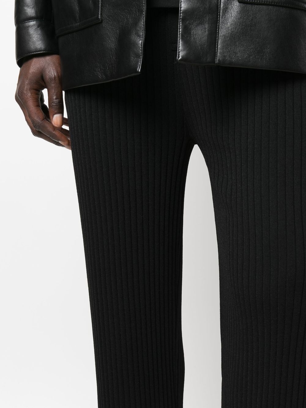 ribbed-knit straight-leg trousers - 5