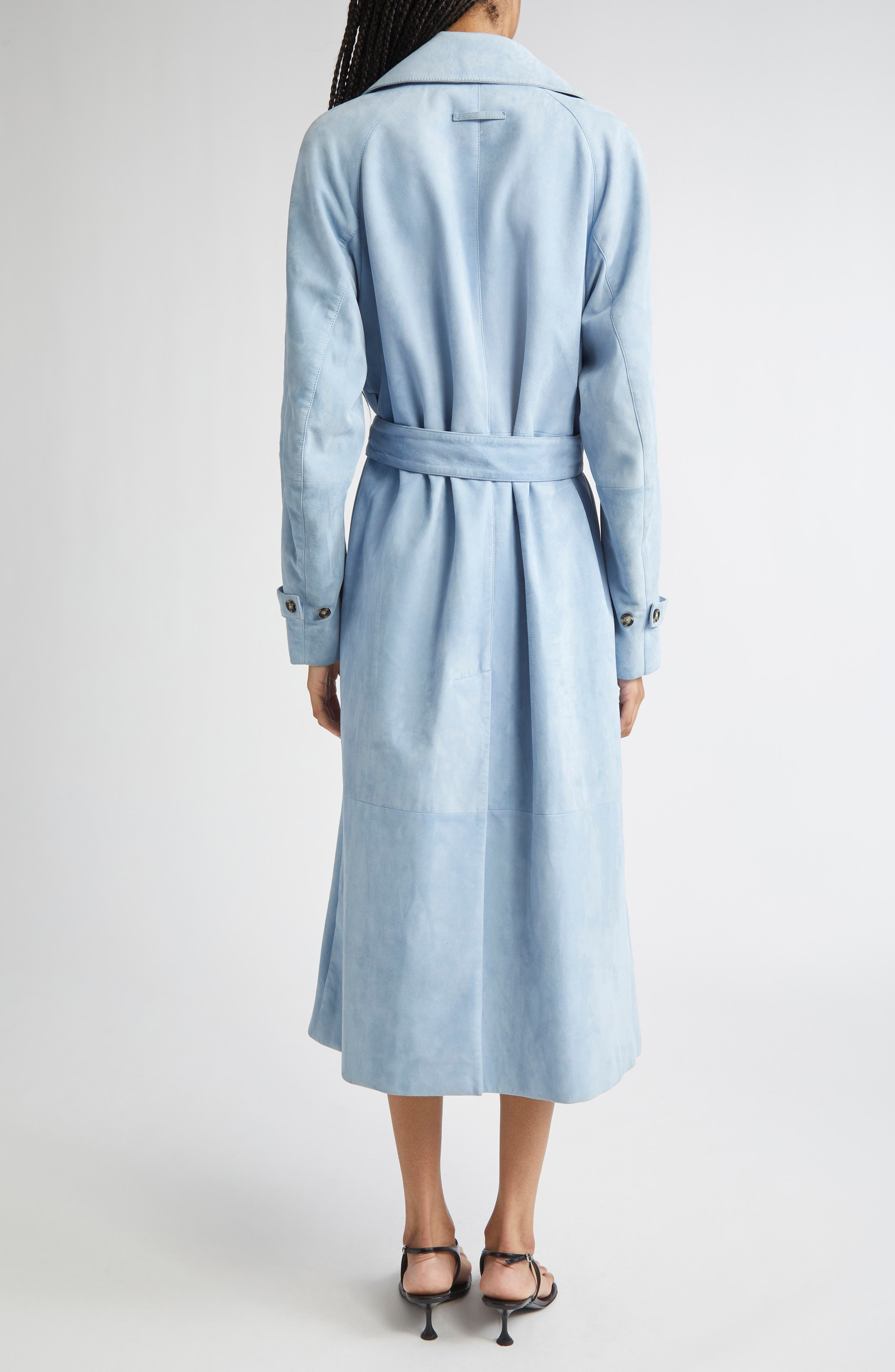 Proenza Schouler Ramona Belted Suede Trench Coat in Light Blue at Nordstrom - 3