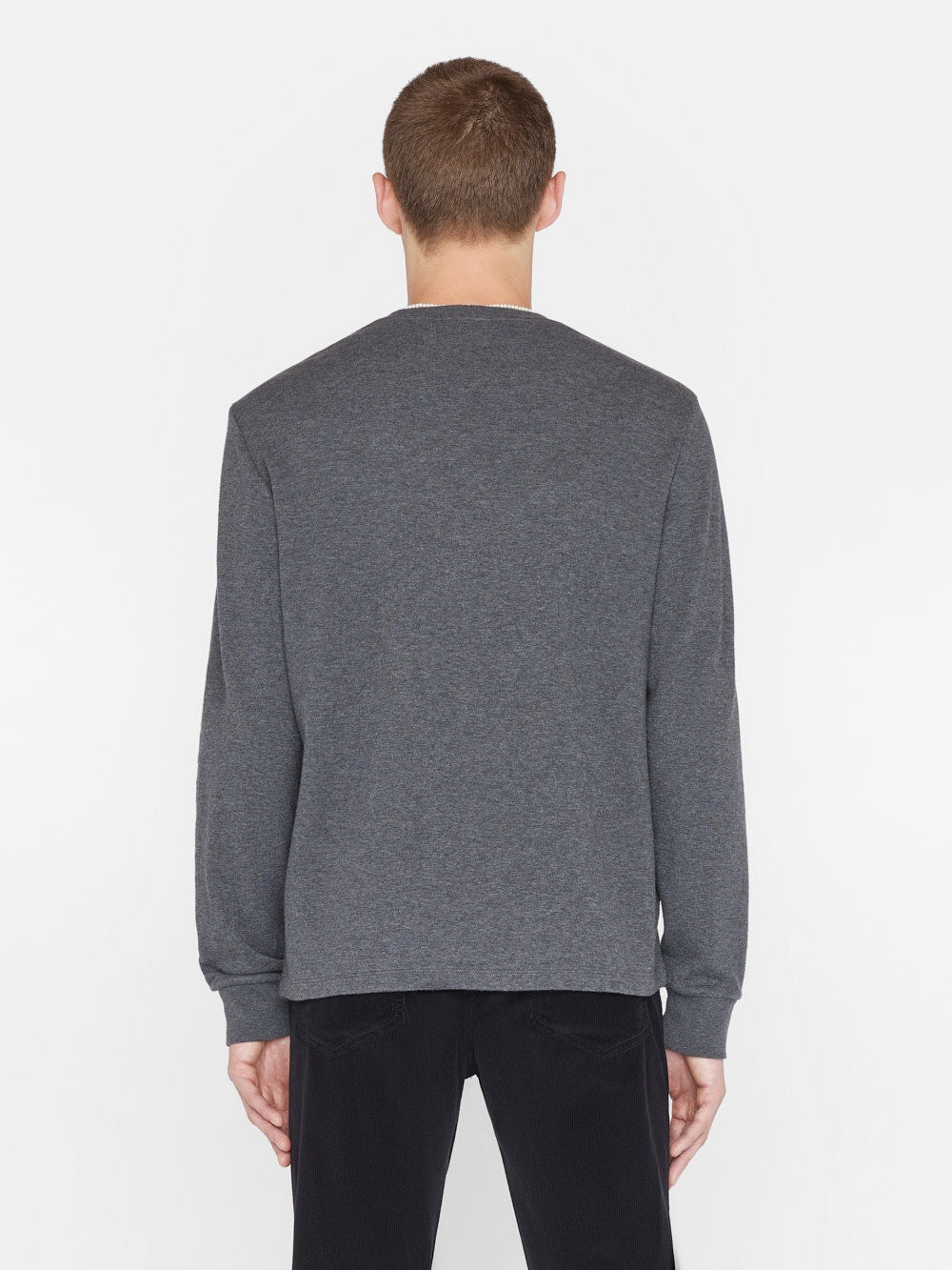 Duo Fold Long Sleeve Crew in Heather Charcoal Grey - 7