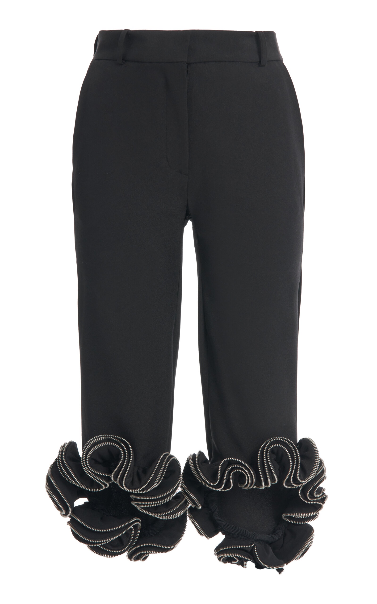Zipper-Detailed Cropped Pants black - 1
