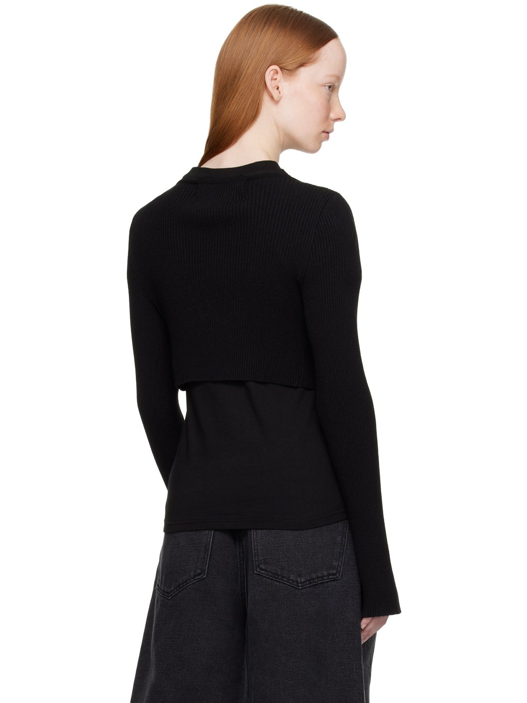 Black Cropped Cardigan - 3