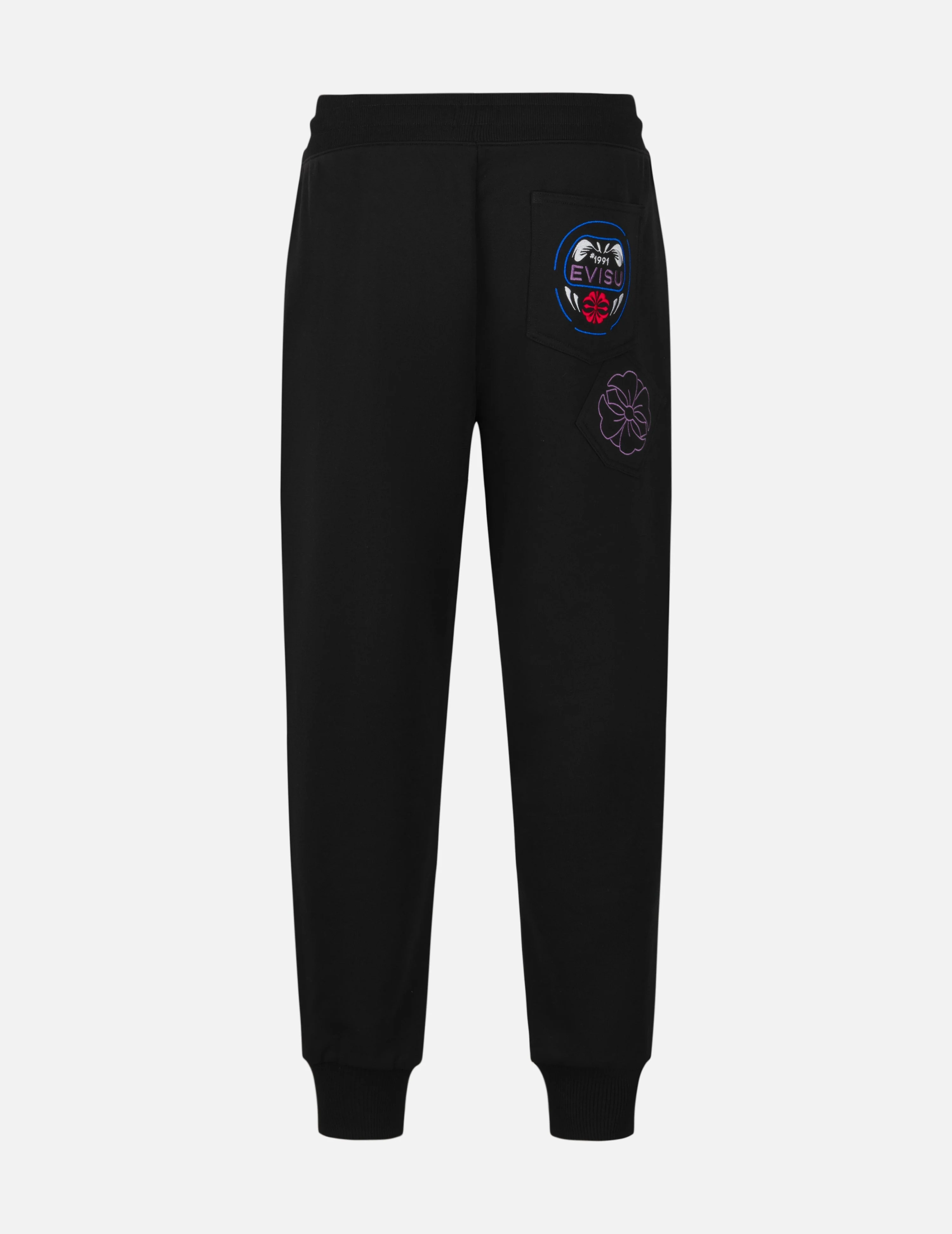 Kamon and Daruma Embroidery Pockets Regular Fit Sweatpants - 1