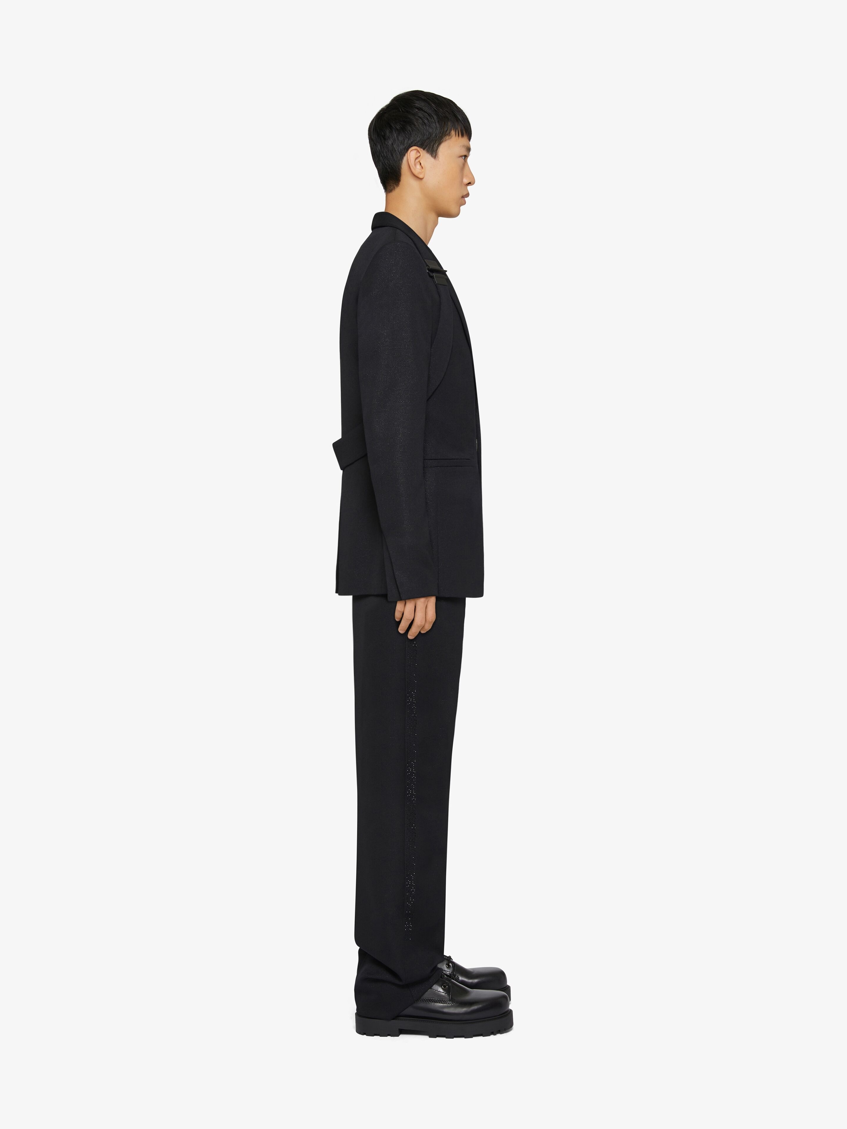 SLIM FIT JACKET IN WOOL AND LUREX WITH U-LOCK HARNESS - 3