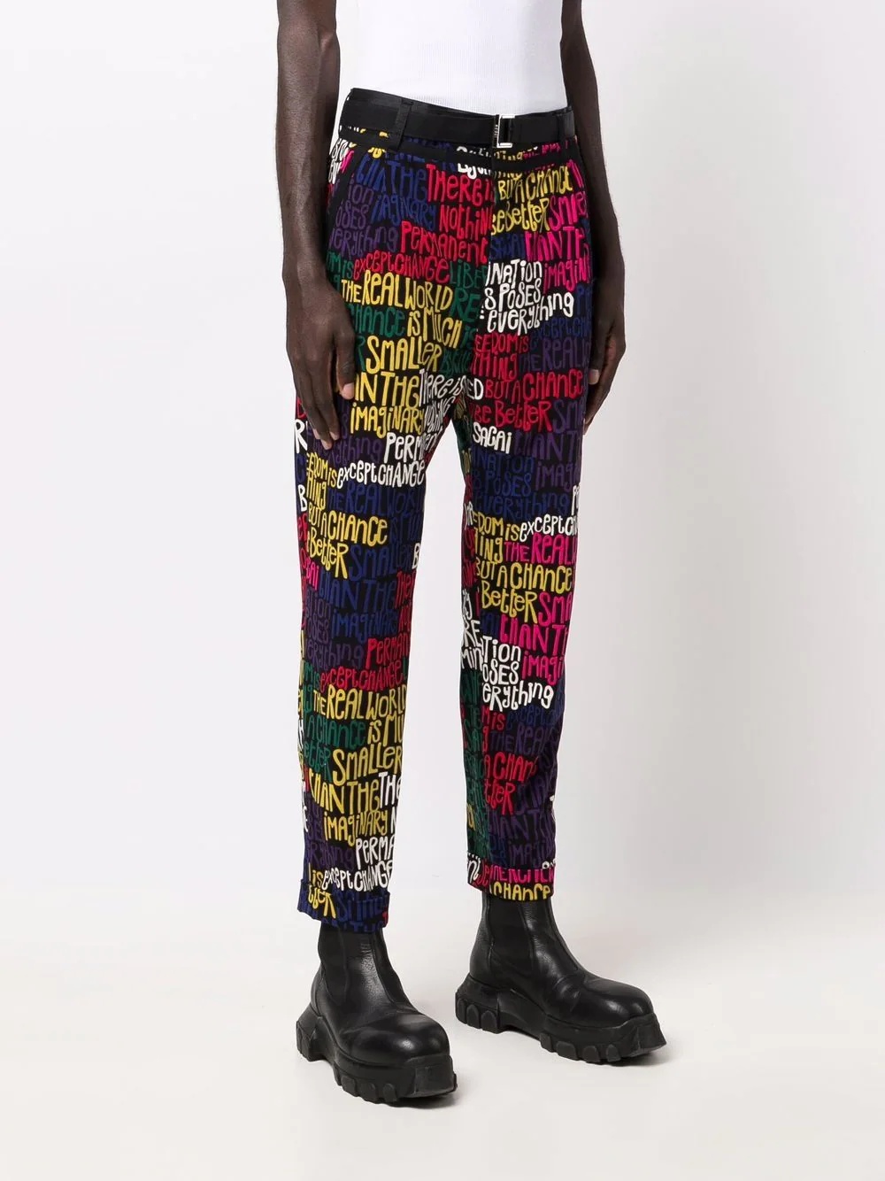 graphic-print belted trousers - 3