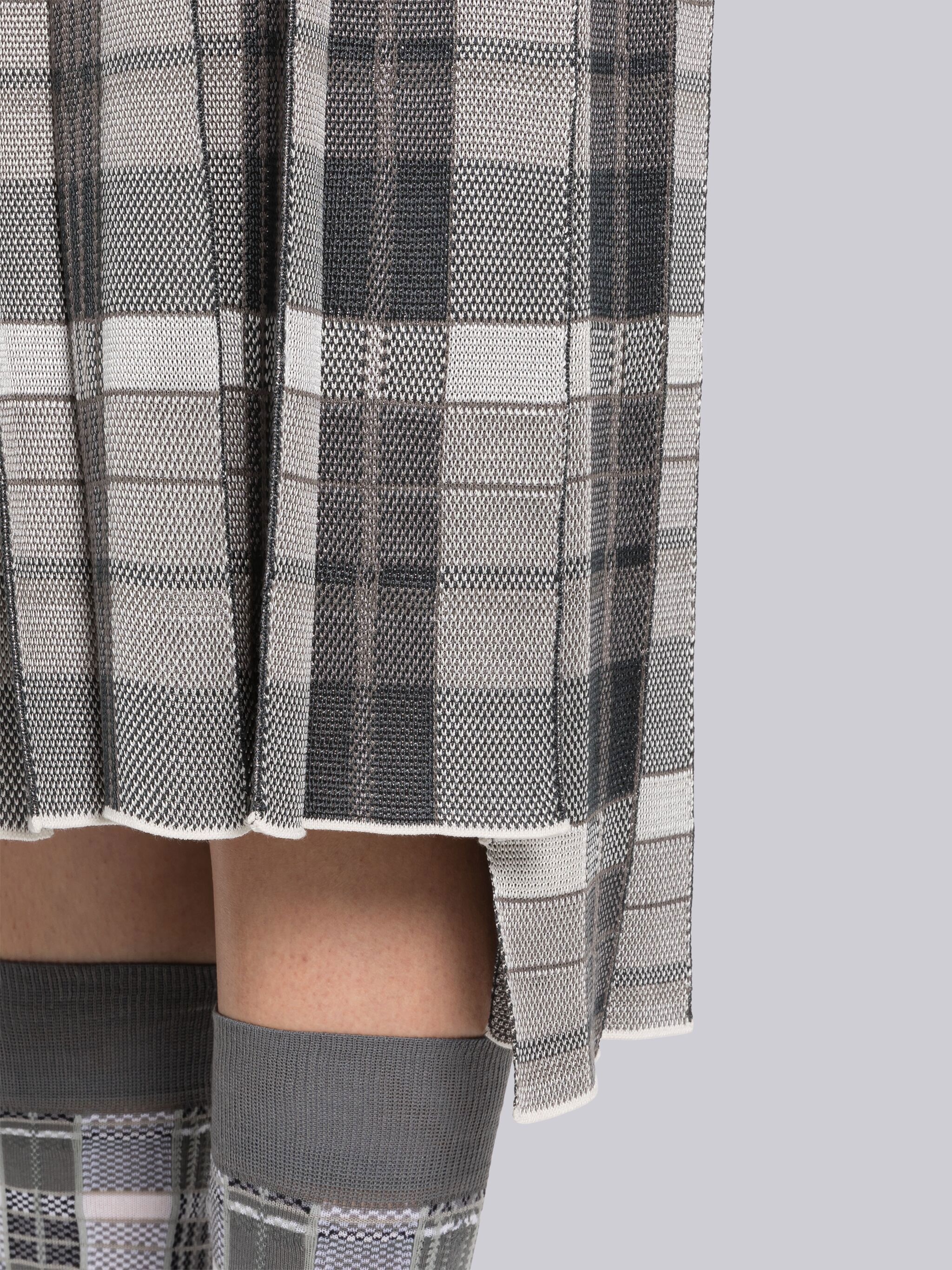 Silk Cotton Madras Below the Knee Pleated Skirt - 5