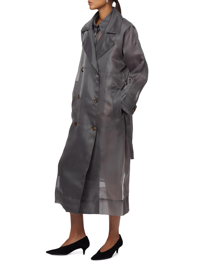 Women's Lana Organza Trench Coat - Dark Grey 4
