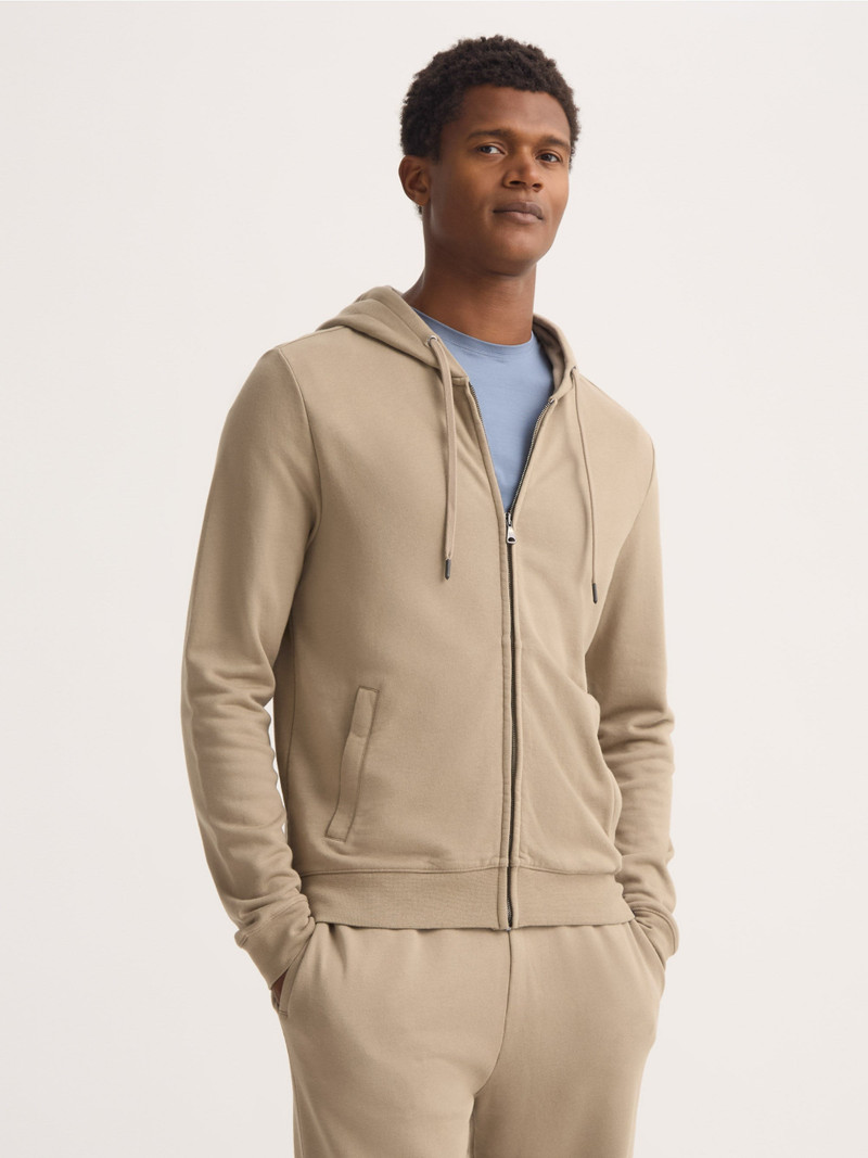 Men's Zip Up Hoodie Quinn Cotton Modal Taupe 5