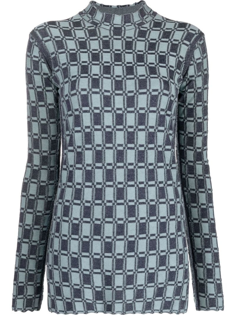 geometric-print long-sleeve jumper - 1