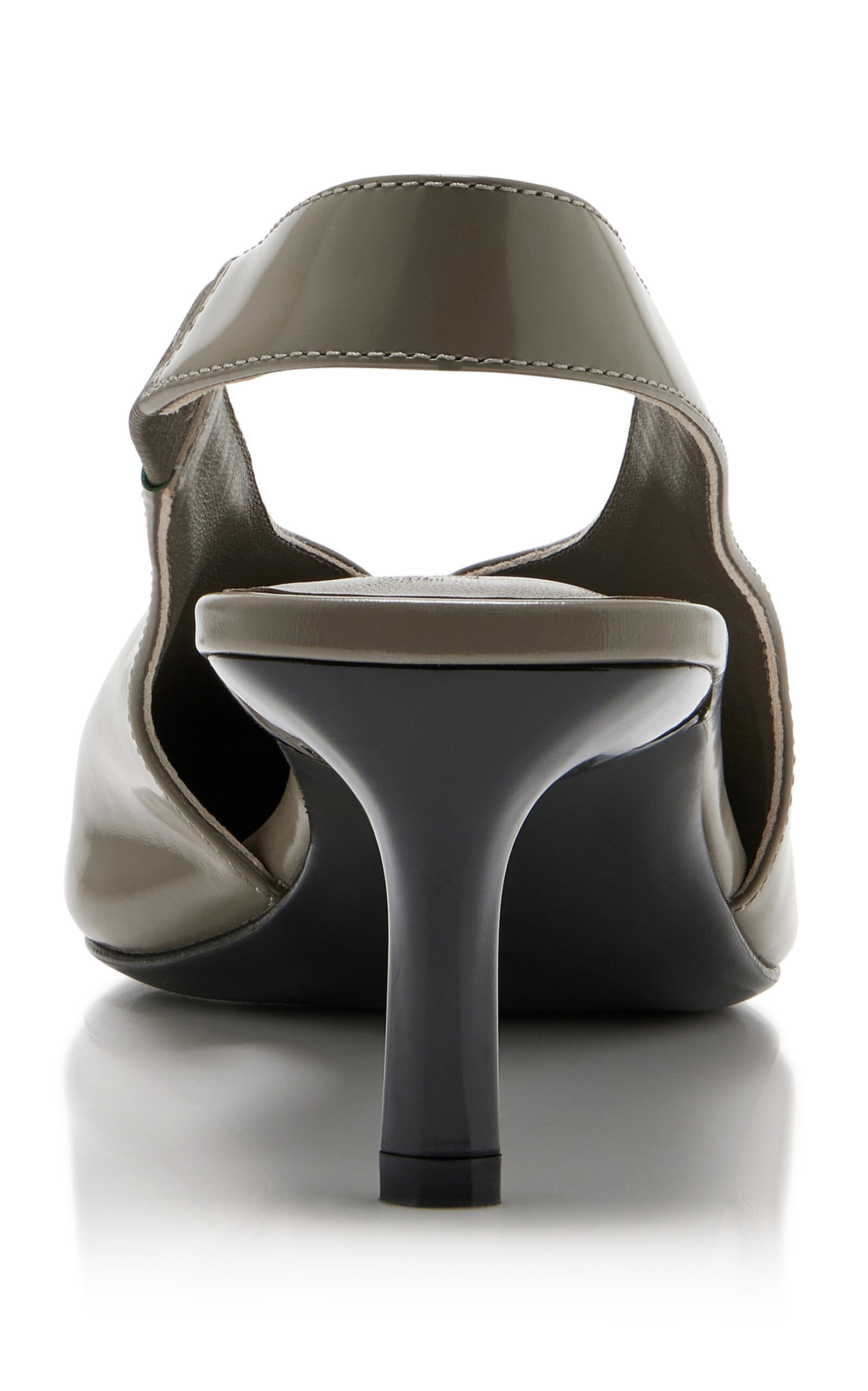 Square Toe Slingback Leather Pumps grey - 4