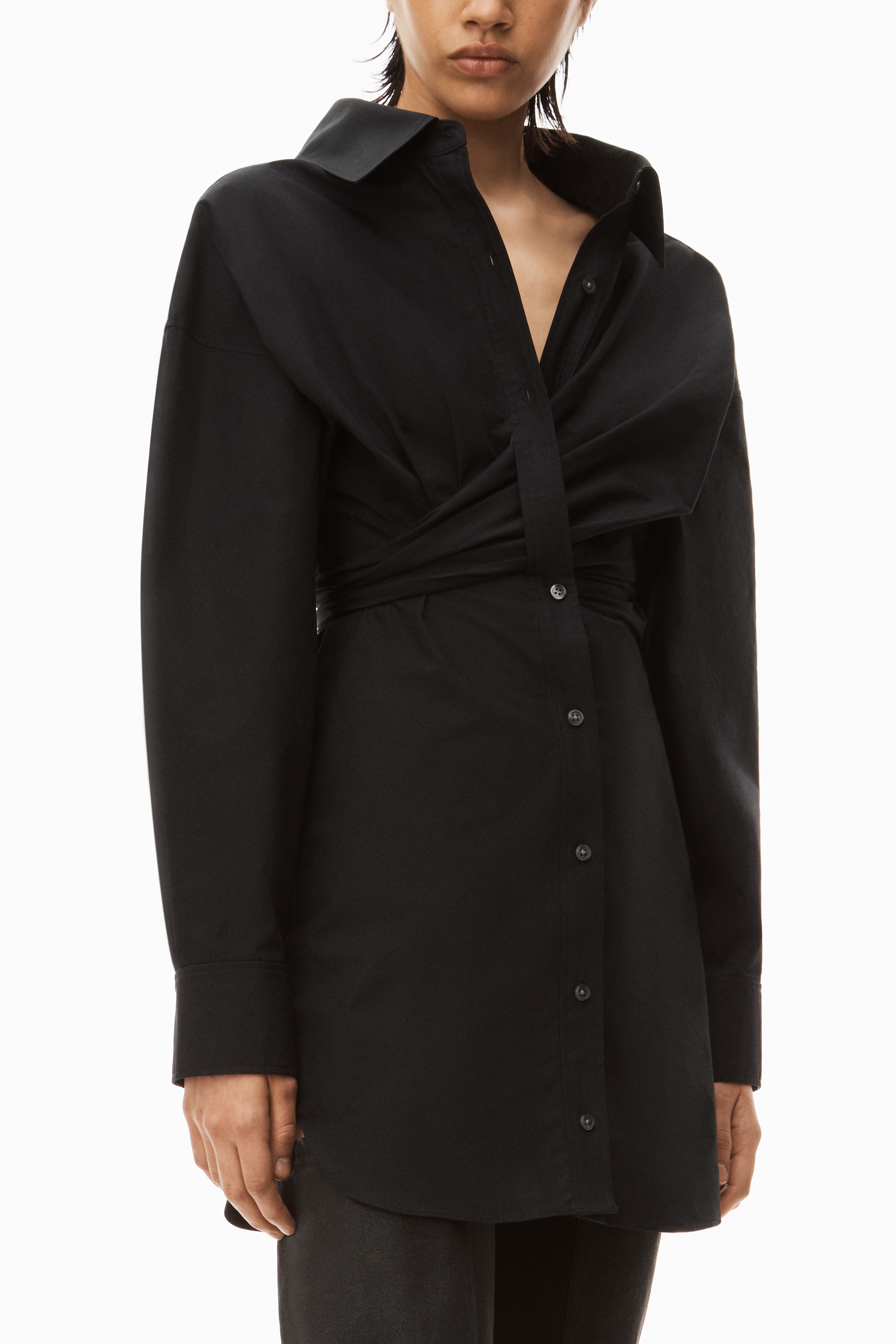 BUTTON UP DRESS IN COMPACT COTTON - 3
