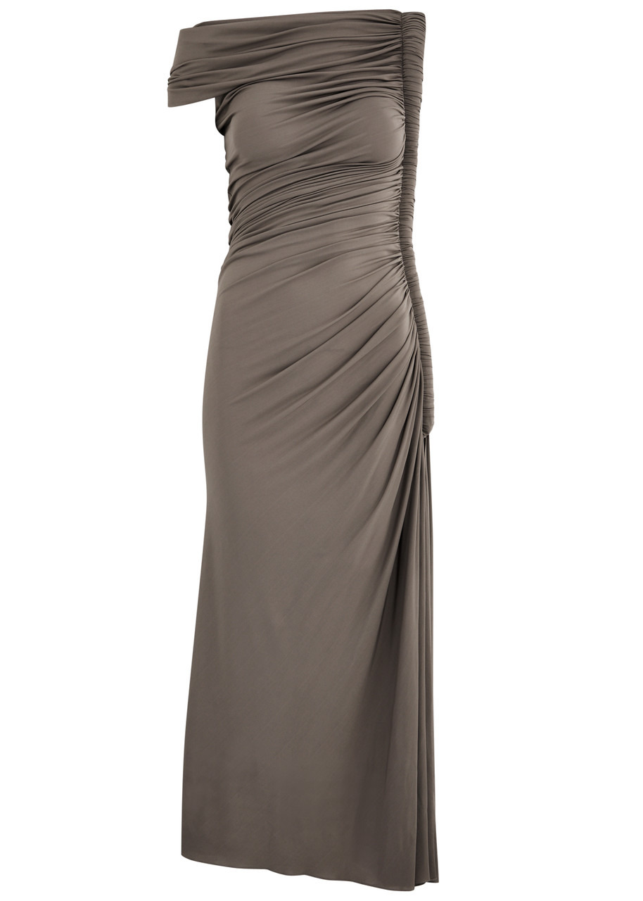 Alaïa Draped Off-the-shoulder Jersey Midi Dress - 1