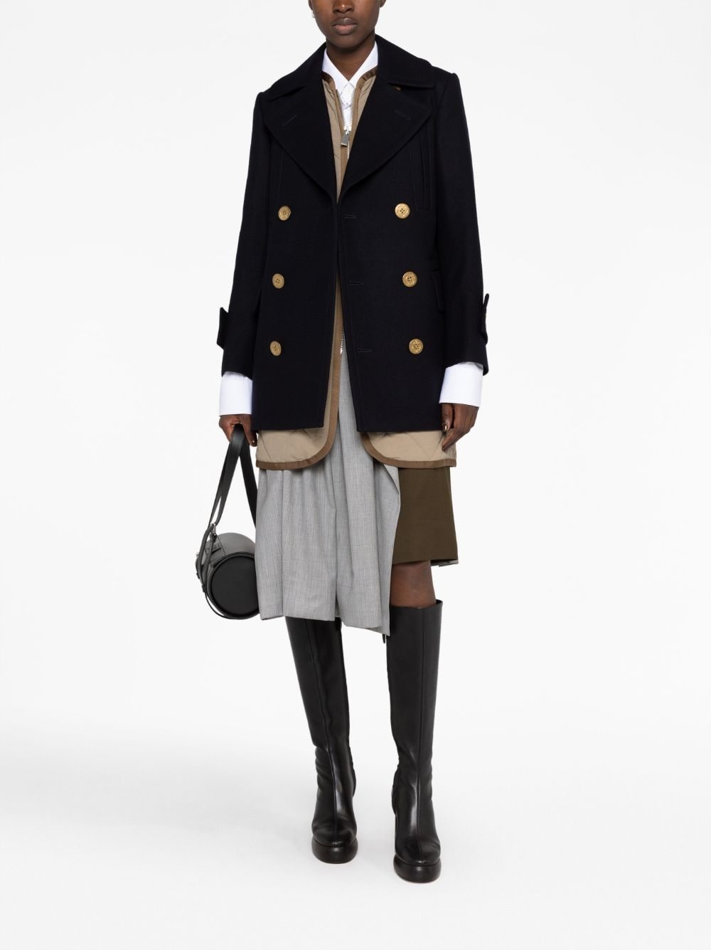 layered double-breasted coat - 2