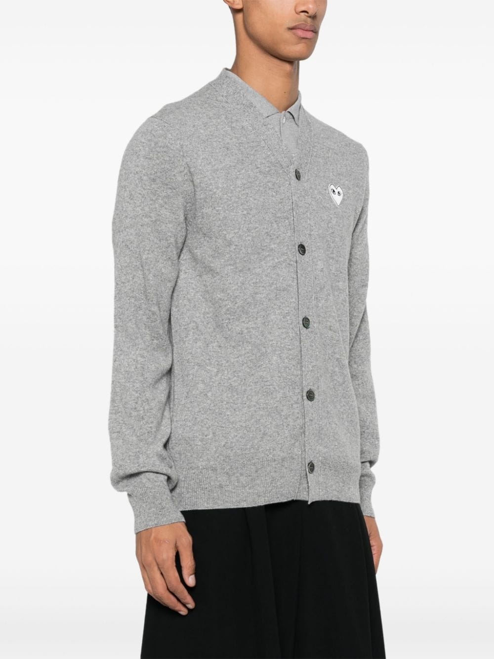 heart-patch mélange-effect wool cardigan - 3