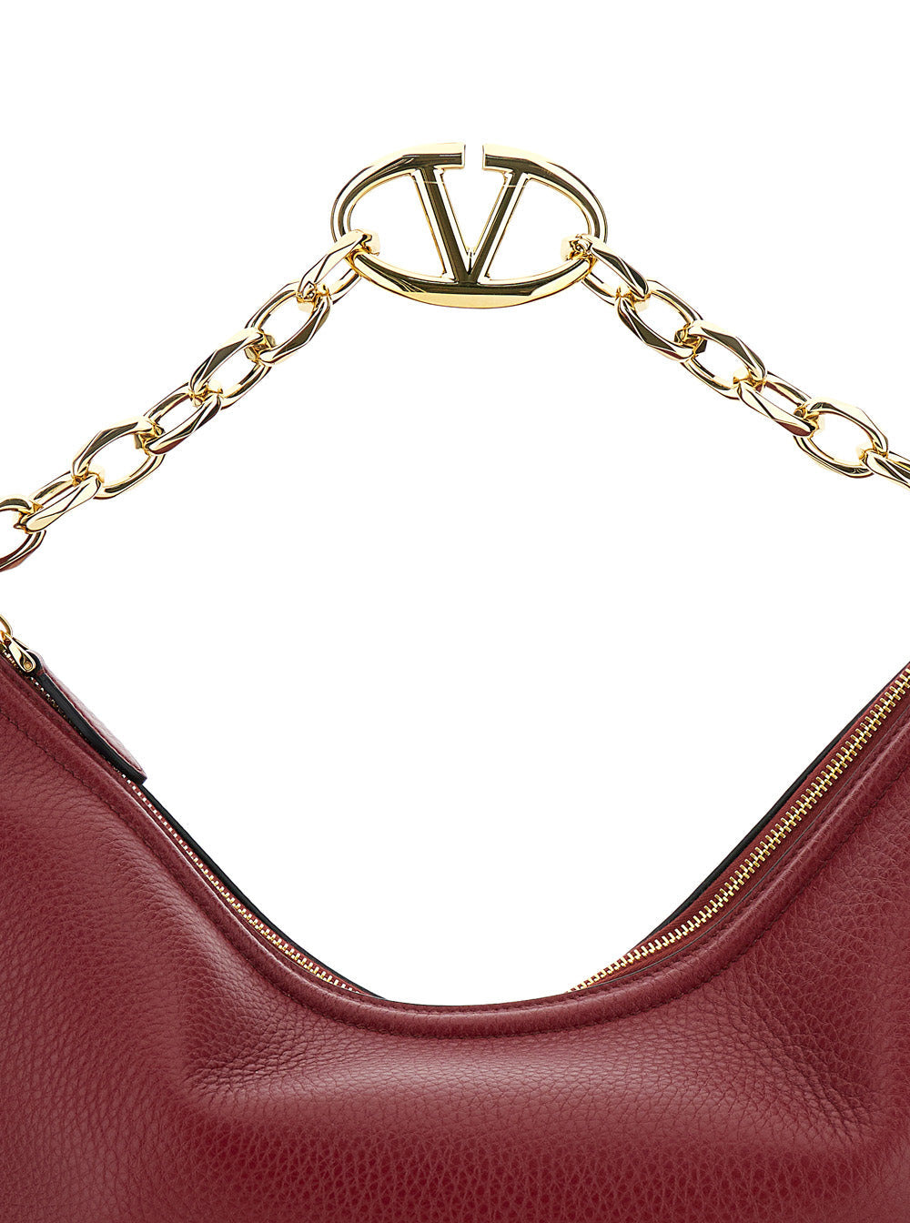 Valentino Garavani Women 'Vlogo Moon' Bordeaux Hobo Shoulder Bag In Grainy Leather Woman - 5