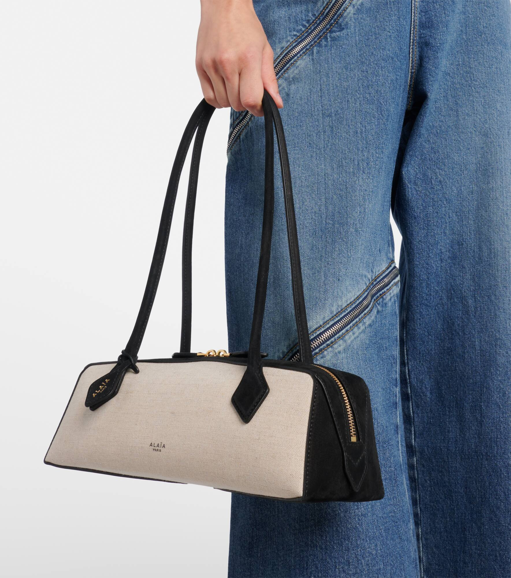 Le Teckel Small suede-trimmed shoulder bag - 5