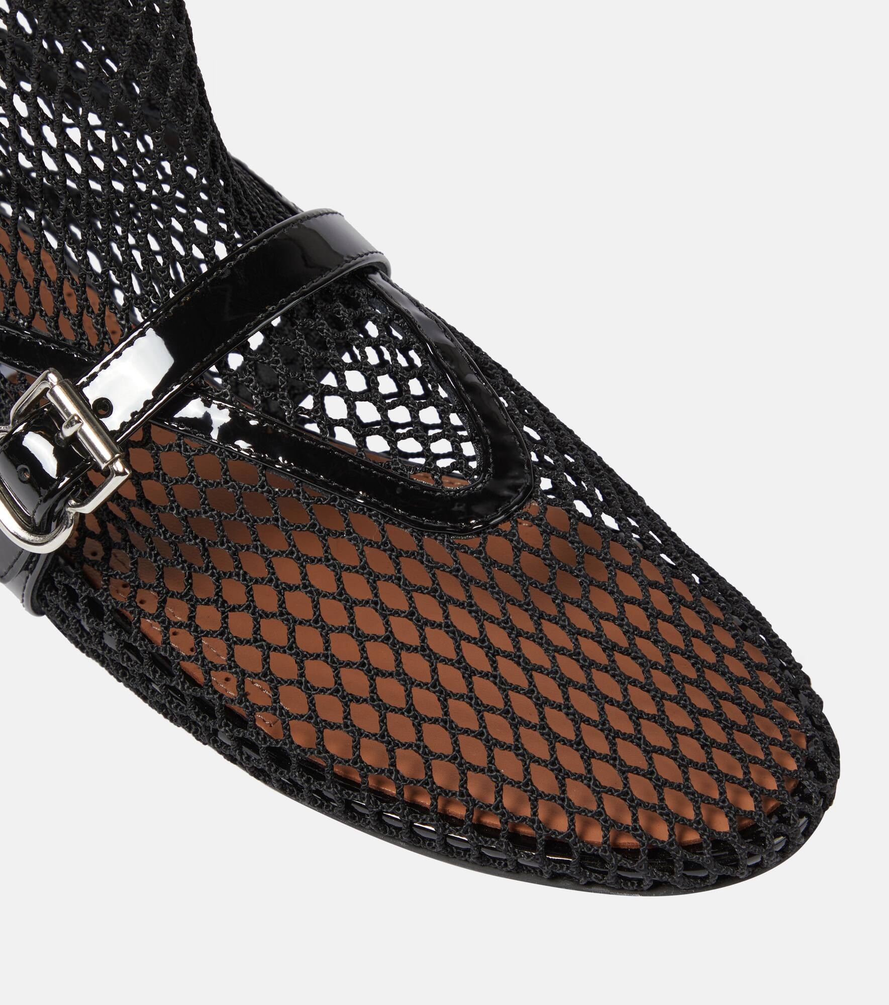 Fishnet leather-trimmed ankle boots - 6