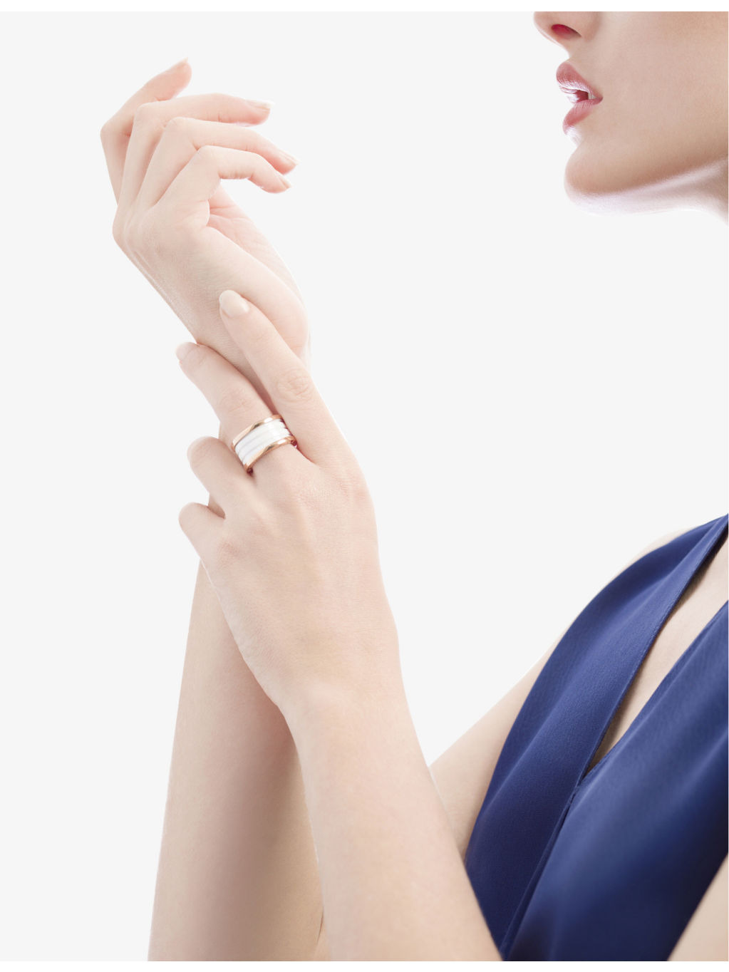 B.zero1 four-band 18ct rose-gold and ceramic ring - 2