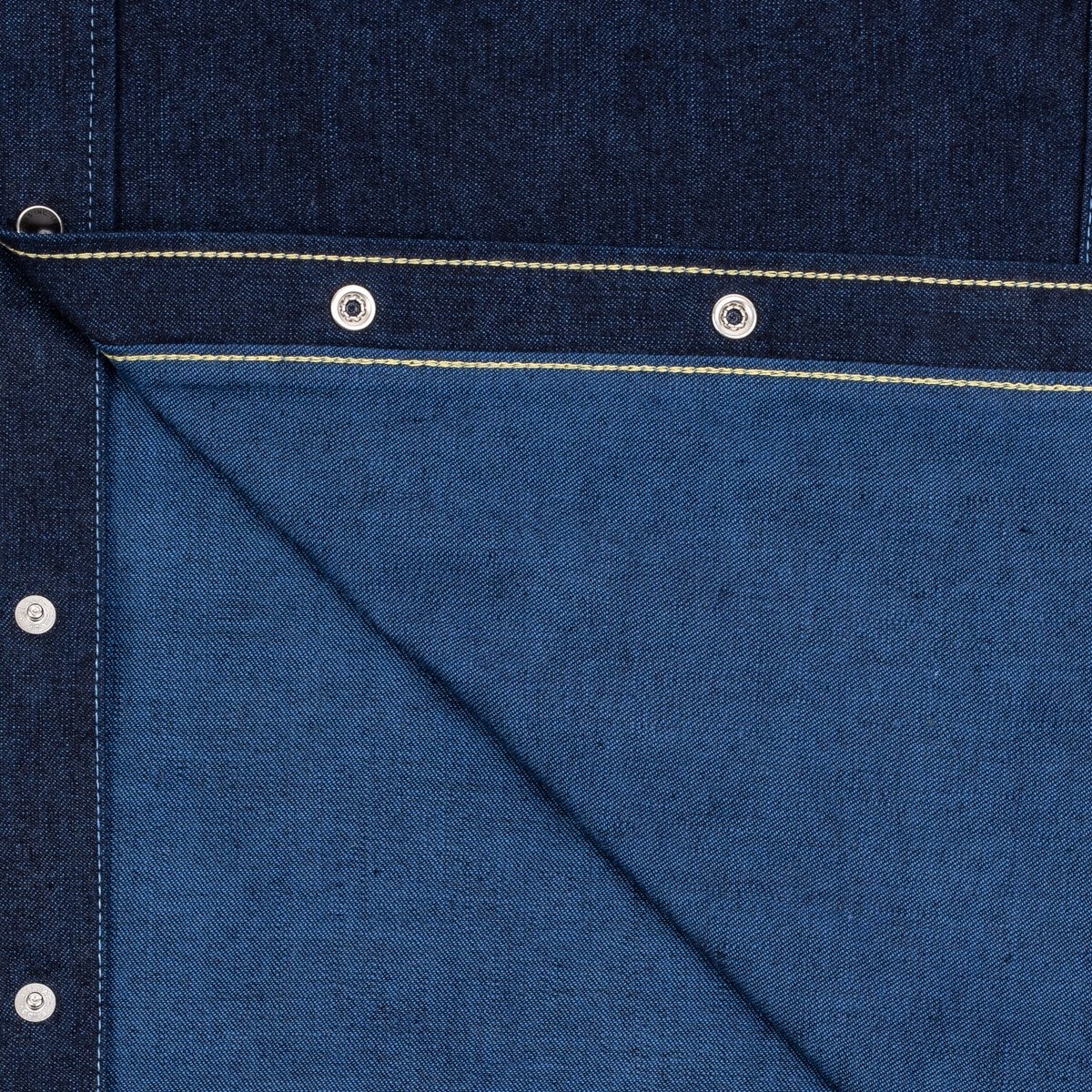 IHSH-352-BLU 10oz Selvedge Denim Western Shirt - Indigo Overdyed Blue - 14