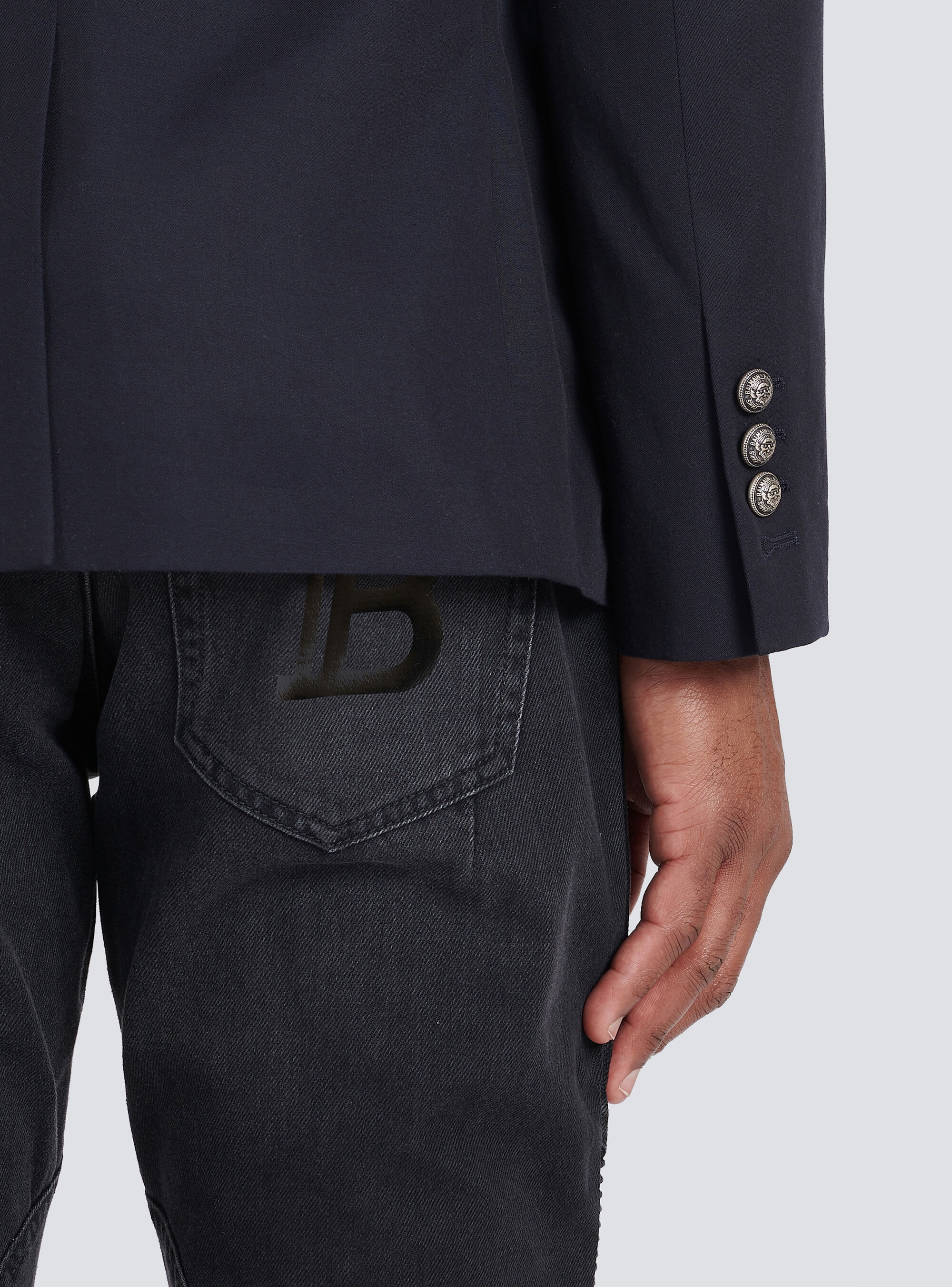 Cotton blazer with double-breasted silver-tone buttoned fastening - 7