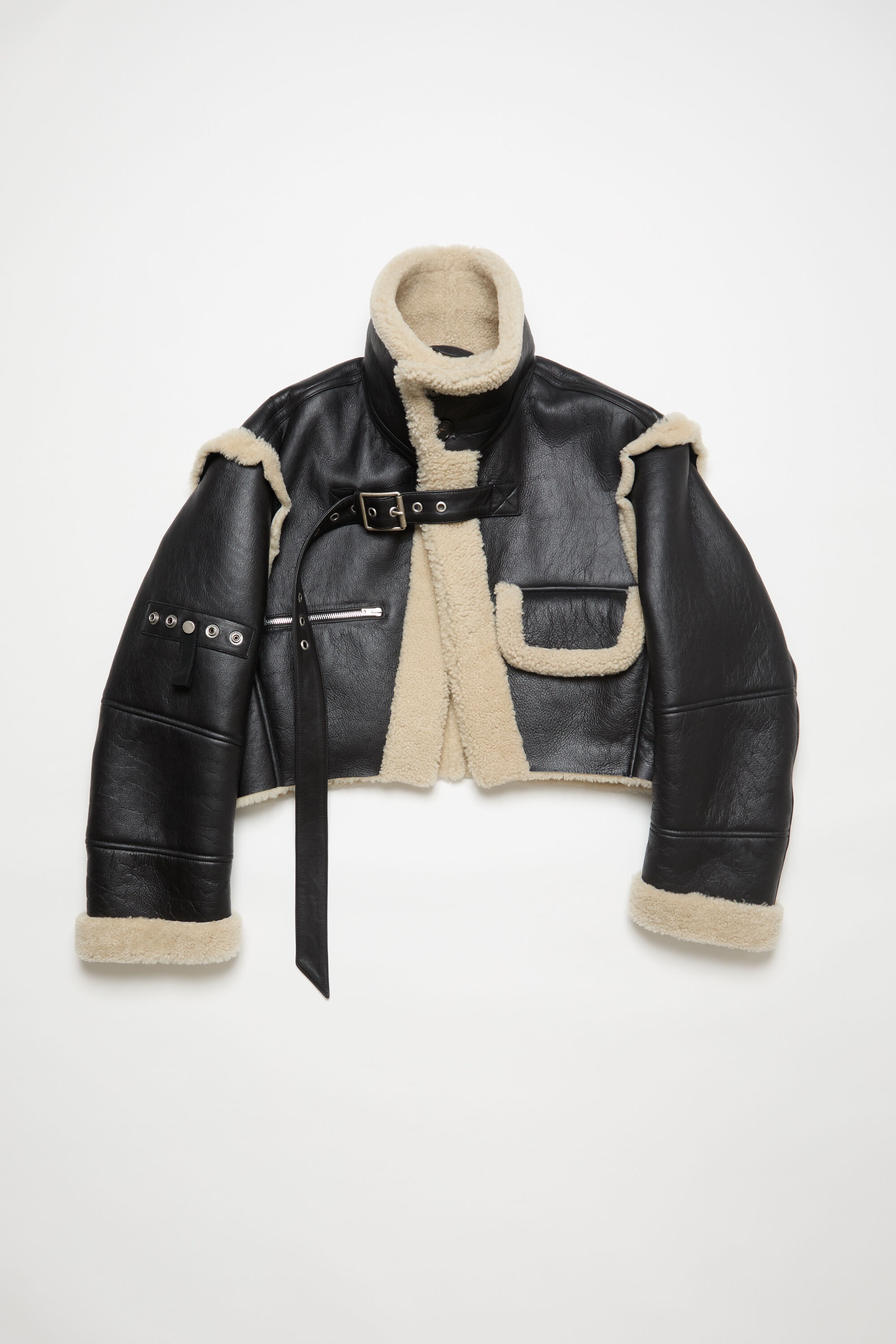 Shearling buckle jacket - Black - 1