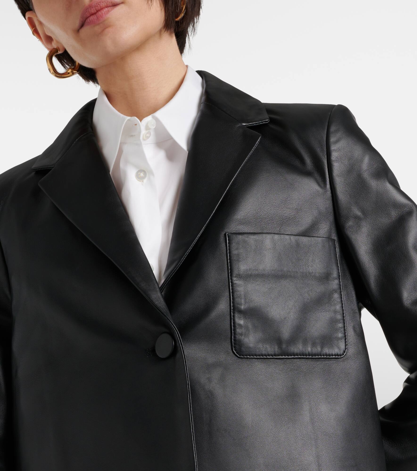 Cropped leather jacket - 5