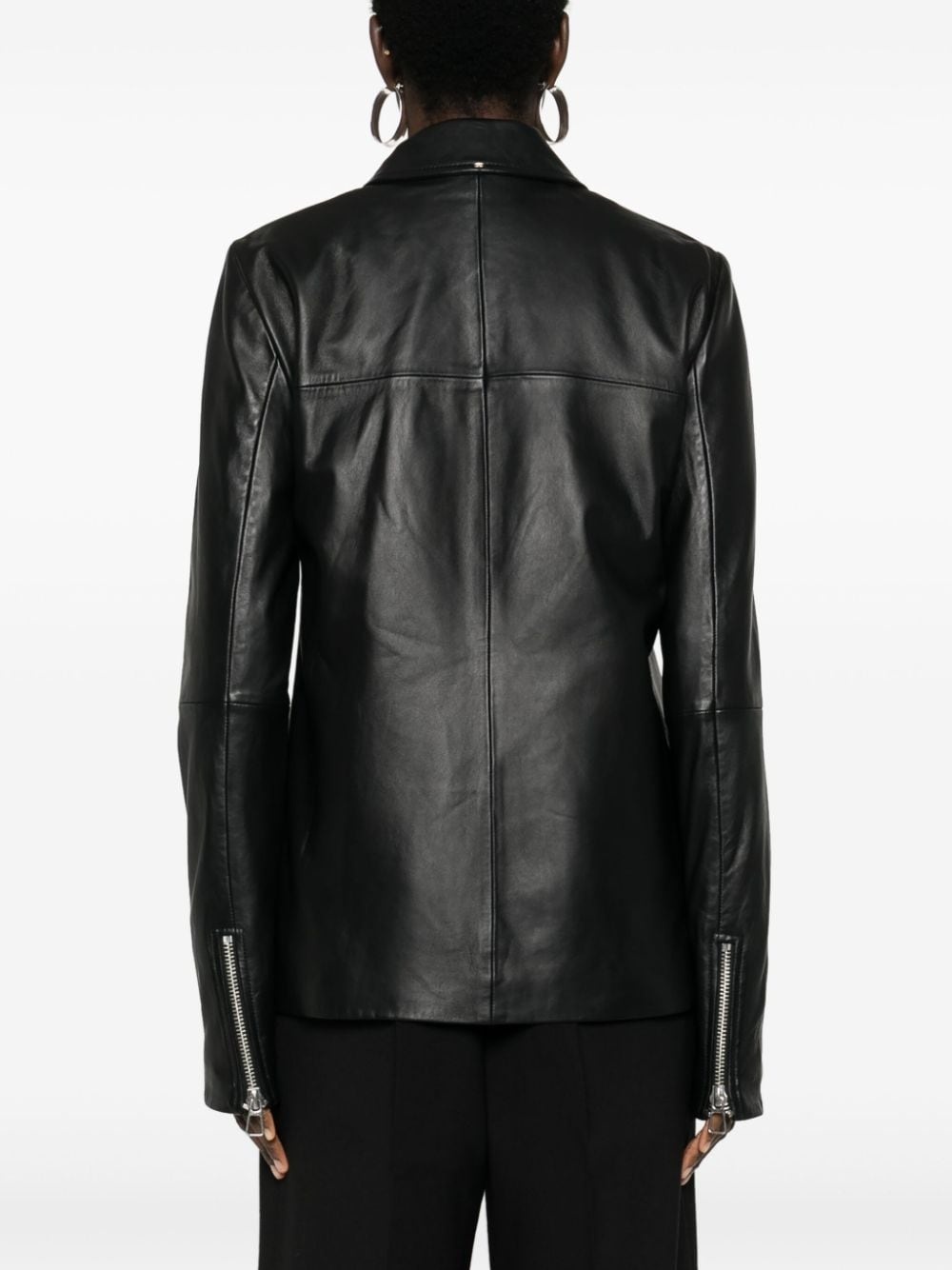 zipped leather jacket - 4