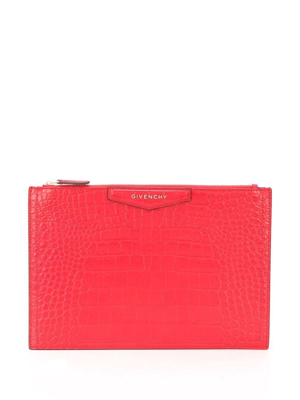 embossed crocodile effect clutch bag - 1