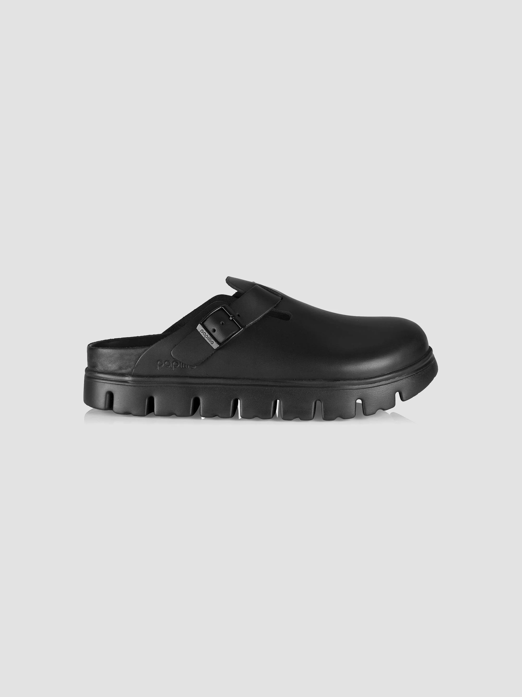 Women's Boston Leather Chunky Exquisite Clogs - Black - 1