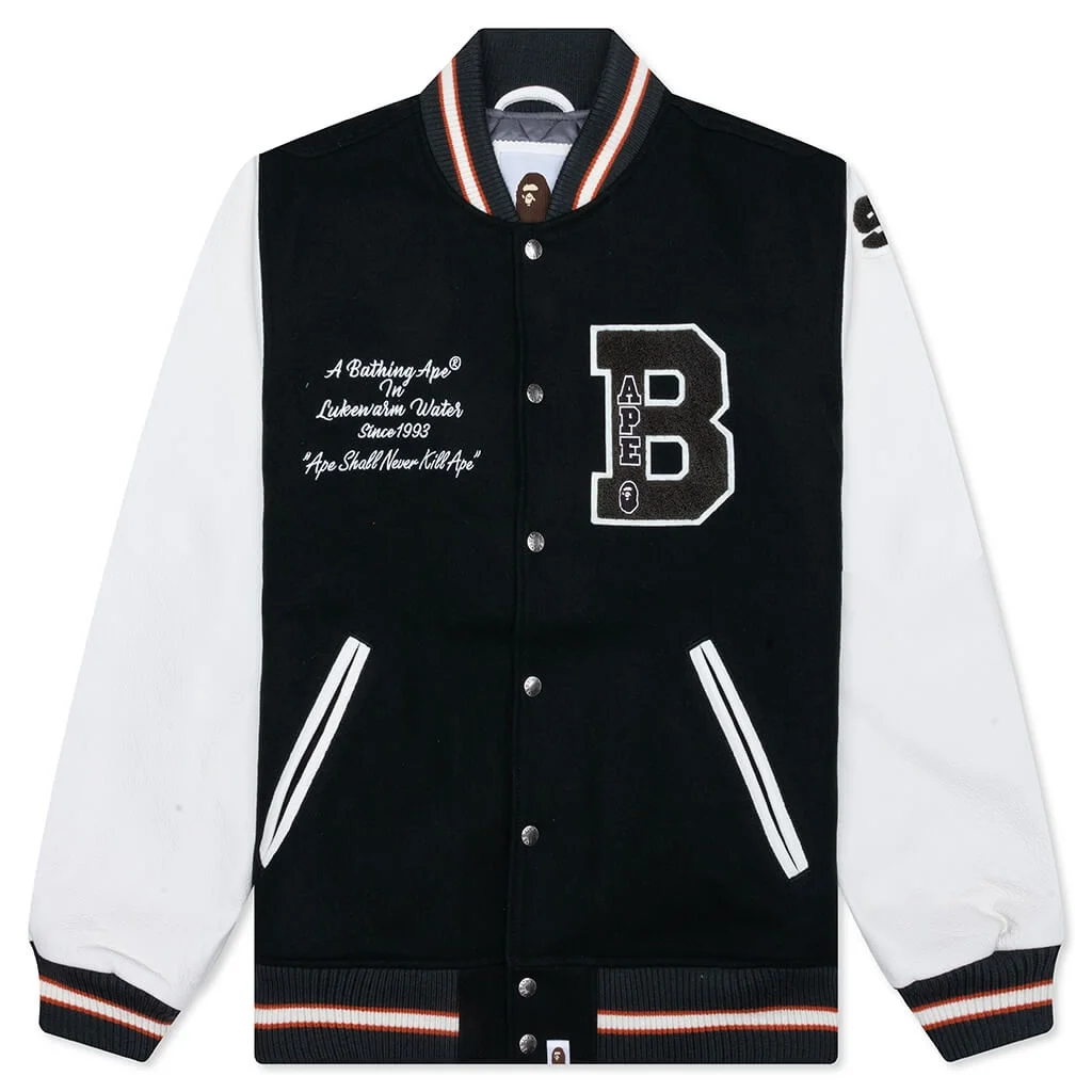 EMBROIDERY VARSITY JACKET - GREEN - 1