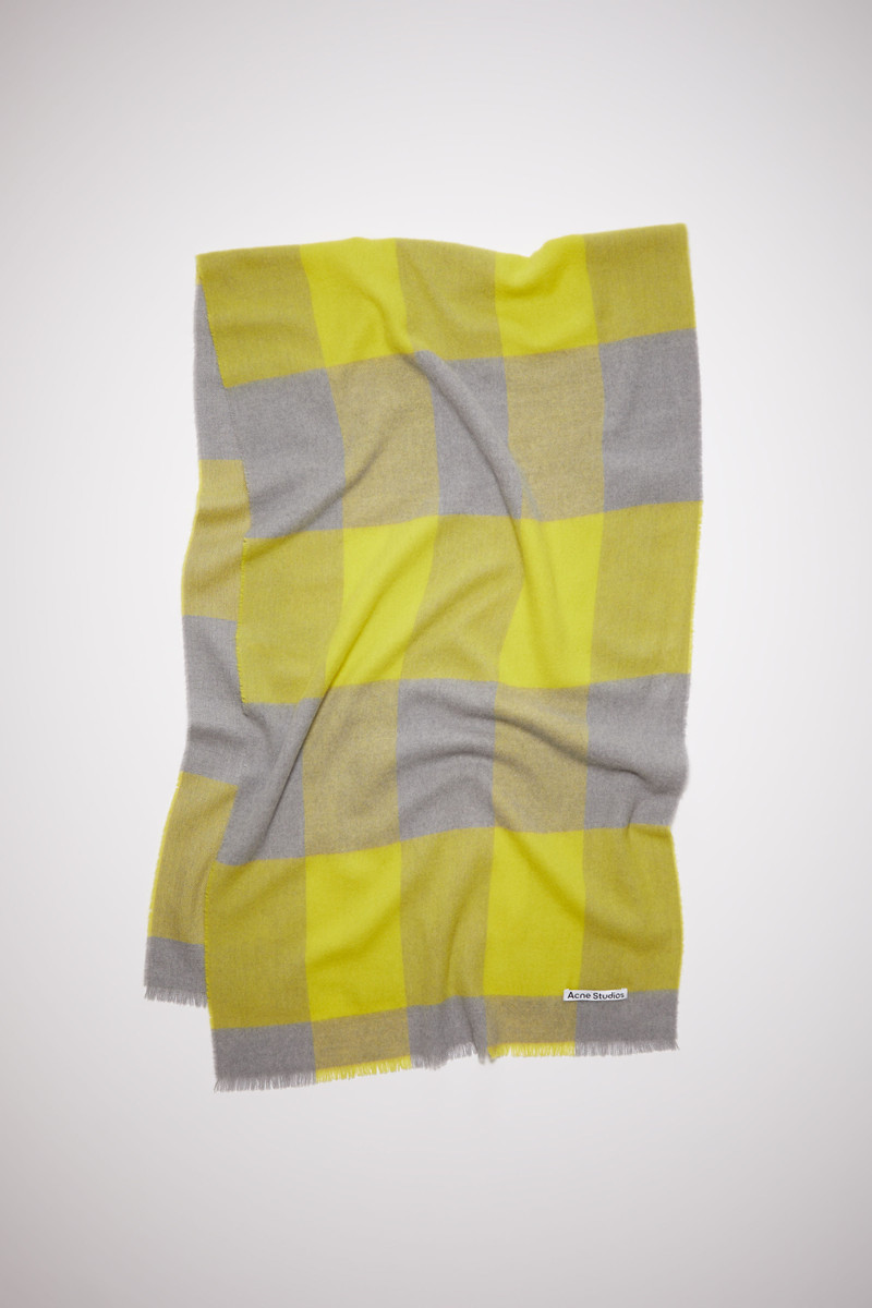 Check wool scarf - Acid yellow/carbon grey 1