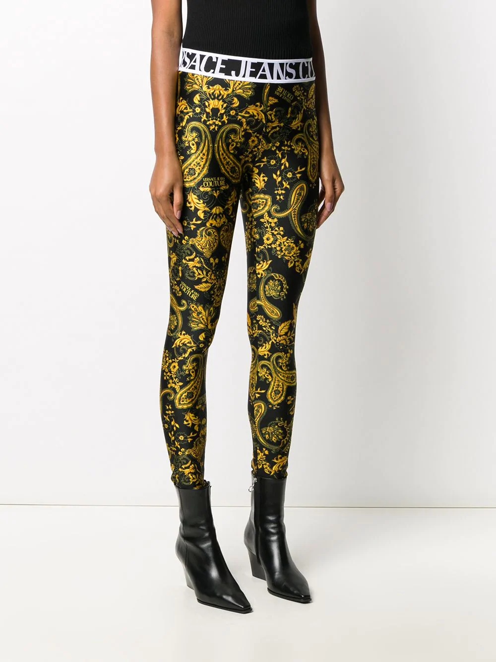 baroque-print slim-fit leggings  - 3