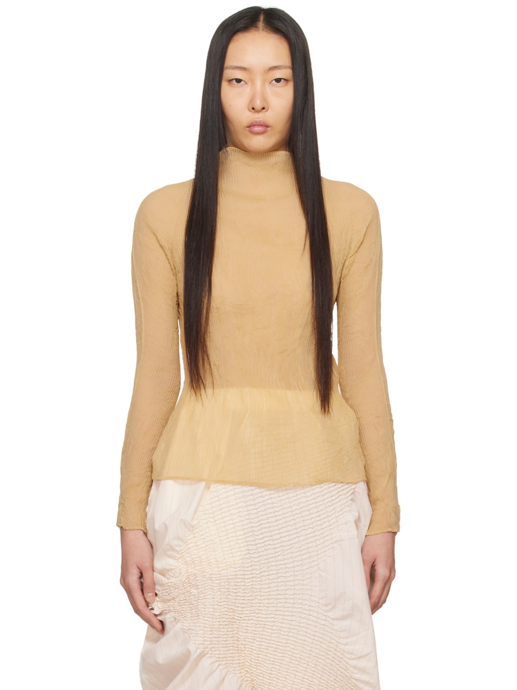 Beige Twist Turtleneck - 1