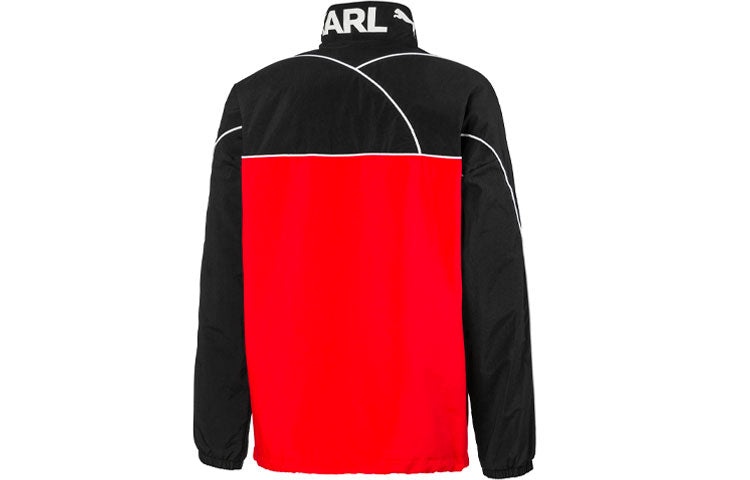 PUMA x Karl Lagerfeld Lafayette Logo Print Patchwork Jacket For Black/Red 595680-01 - 2