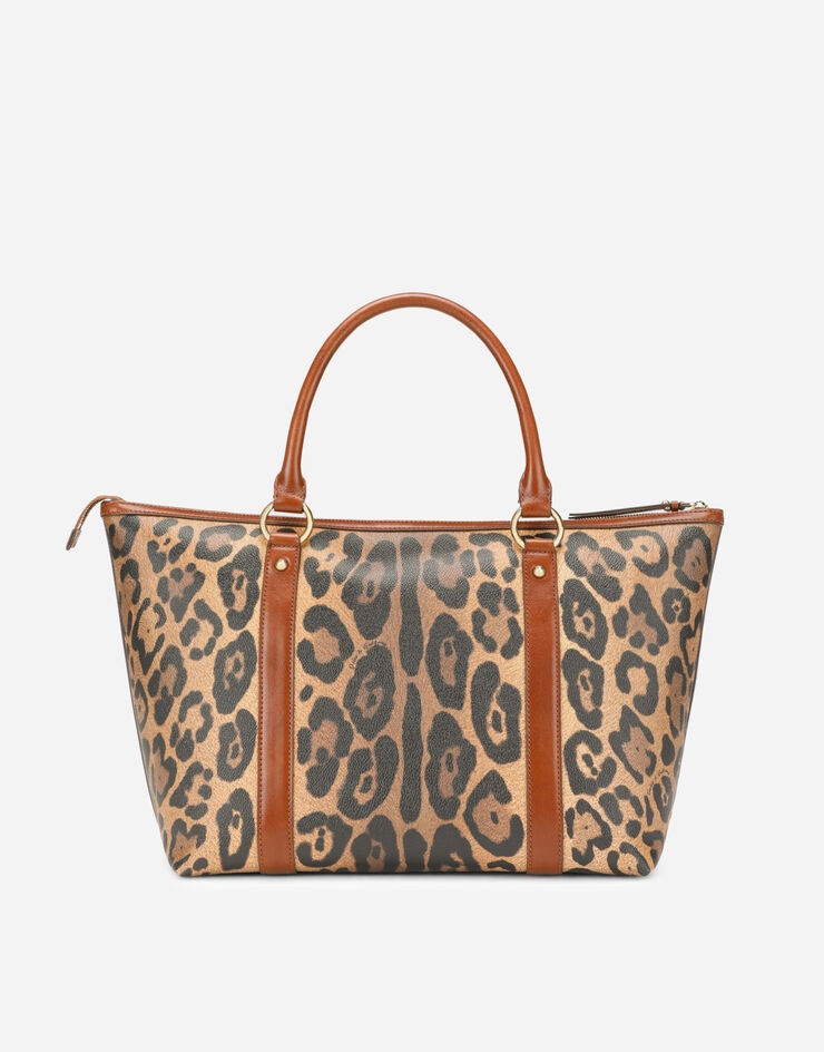 Medium leopard-print Crespo shopper with branded plate - 3