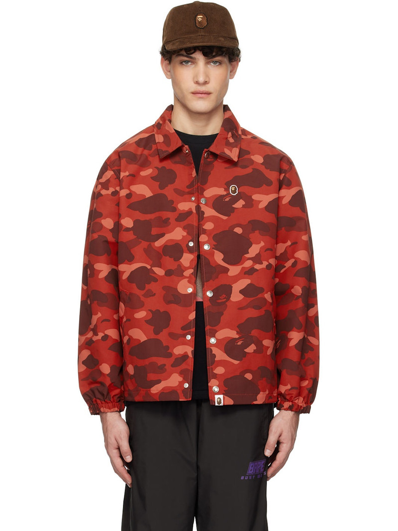 Red Color Camo One Point Coach Jacket - 1