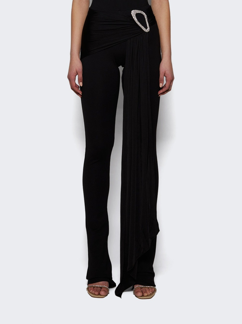 David Koma Crystal Buckle & Drape Overlay Trousers Black outlook