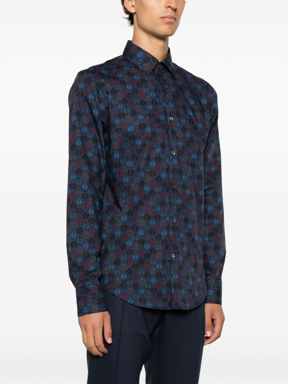 leaf-print cotton shirt - 3