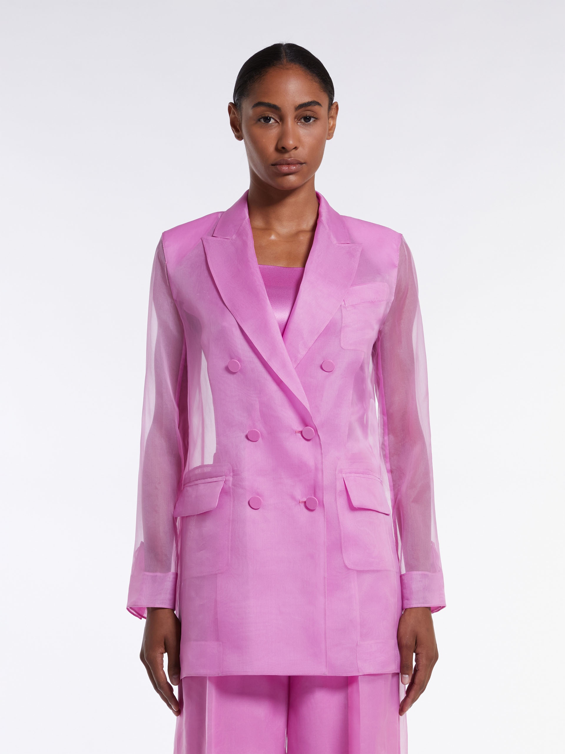 NEGRAR Silk organza double-breasted blazer - 3