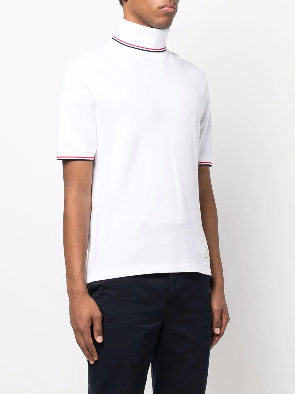 stripe-detailed cotton piqué T-shirt - 3