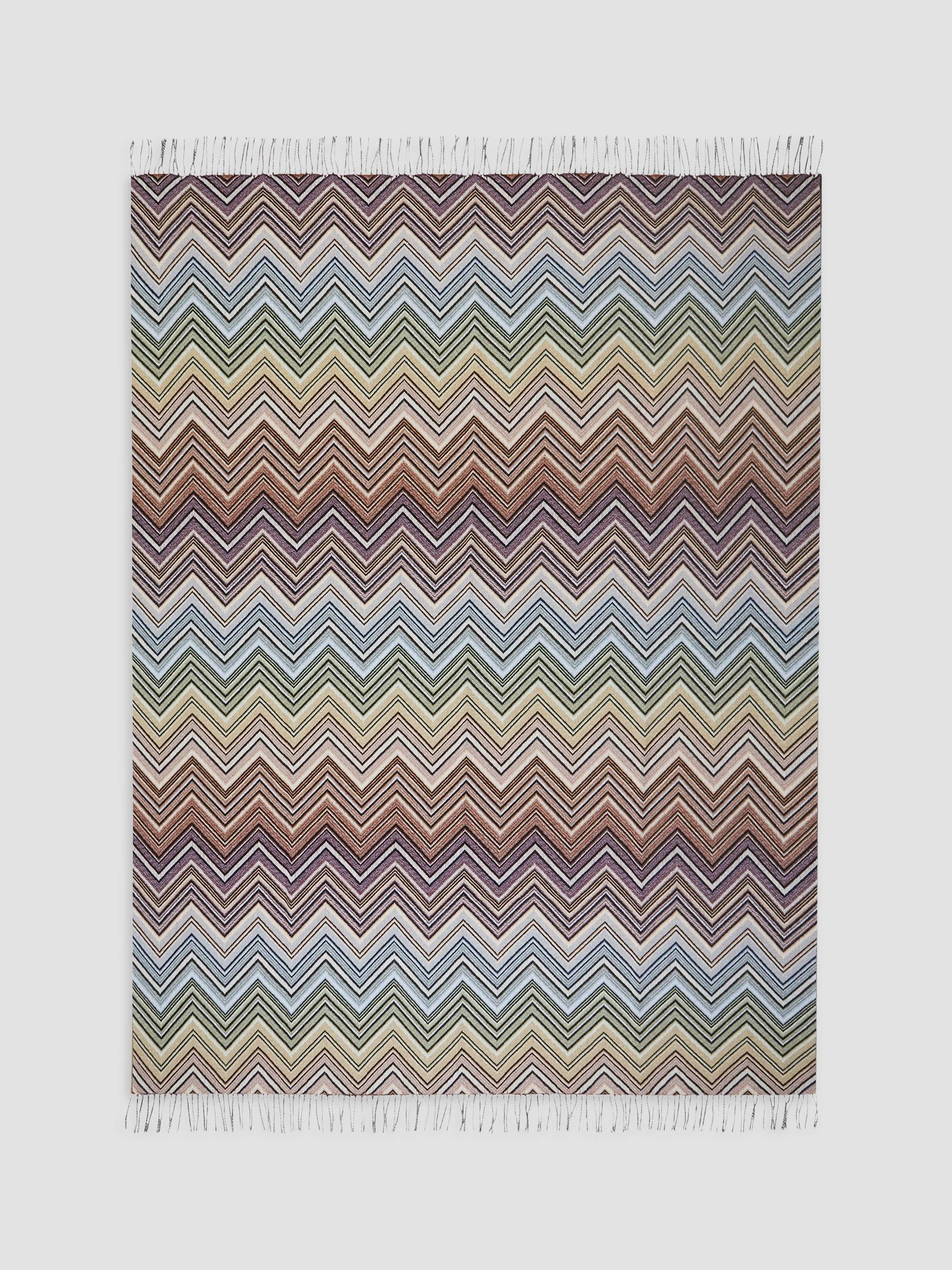 Perseo Chevron-Striped Wool & Cashmere Throw Blanket - Black Multicolor - 1