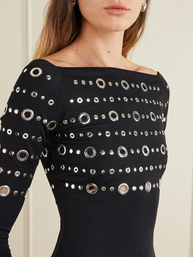 Eyelet-embellished Jersey Midi Dress 4