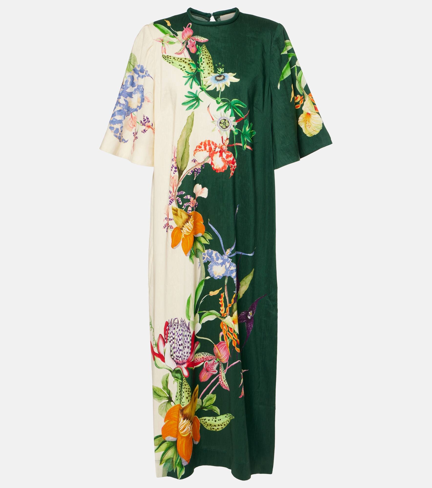 Aggie floral linen-blend maxi dress - 1