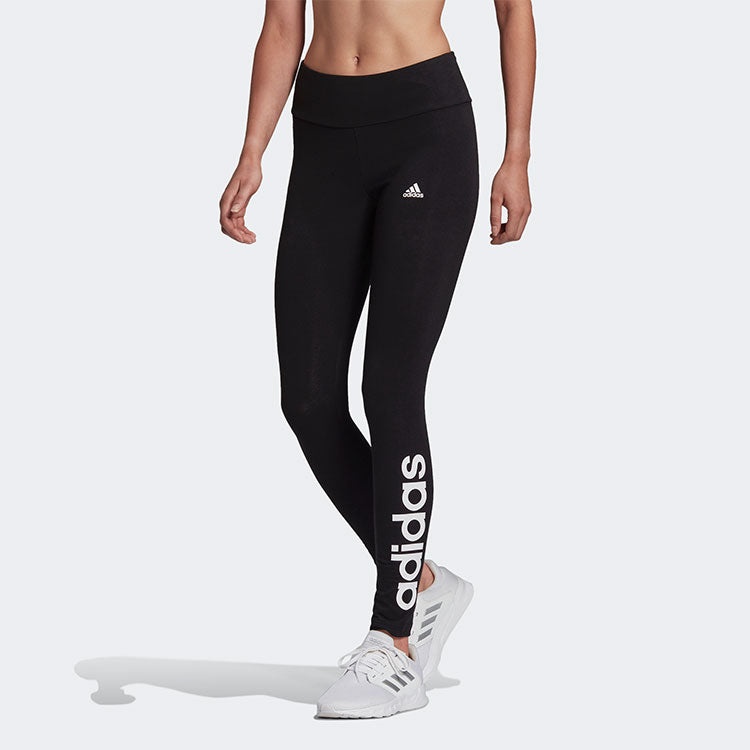 (WMNS) adidas W Lin Leg logo Printing Sports Tight Gym Pants/Trousers/Joggers Black GL0633 - 2