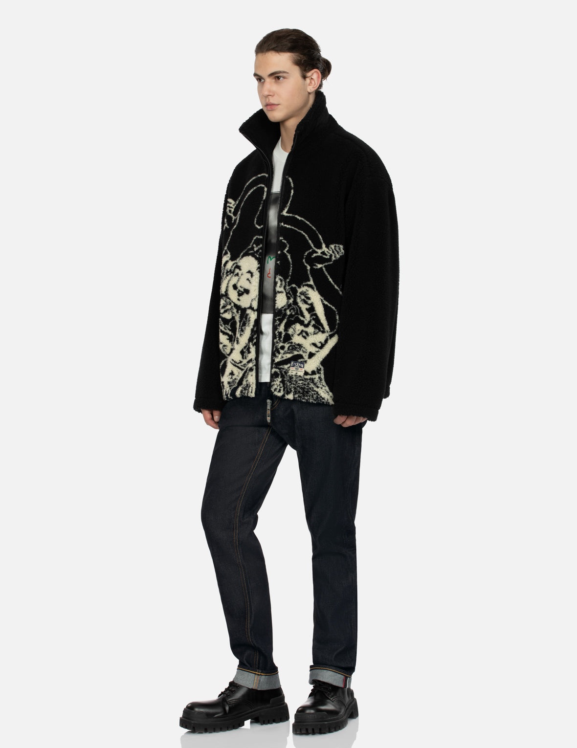 GODHEAD AND SEAGULL JACUARD RELAX FIT SHERPA JACKET - 3