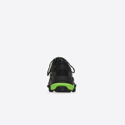 BALENCIAGA Men's Triple S in Black/fluo Green outlook