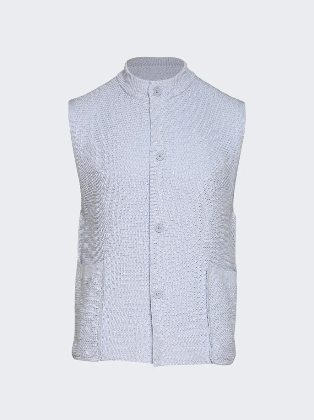 Rustic Knit Vest White Blue - 1
