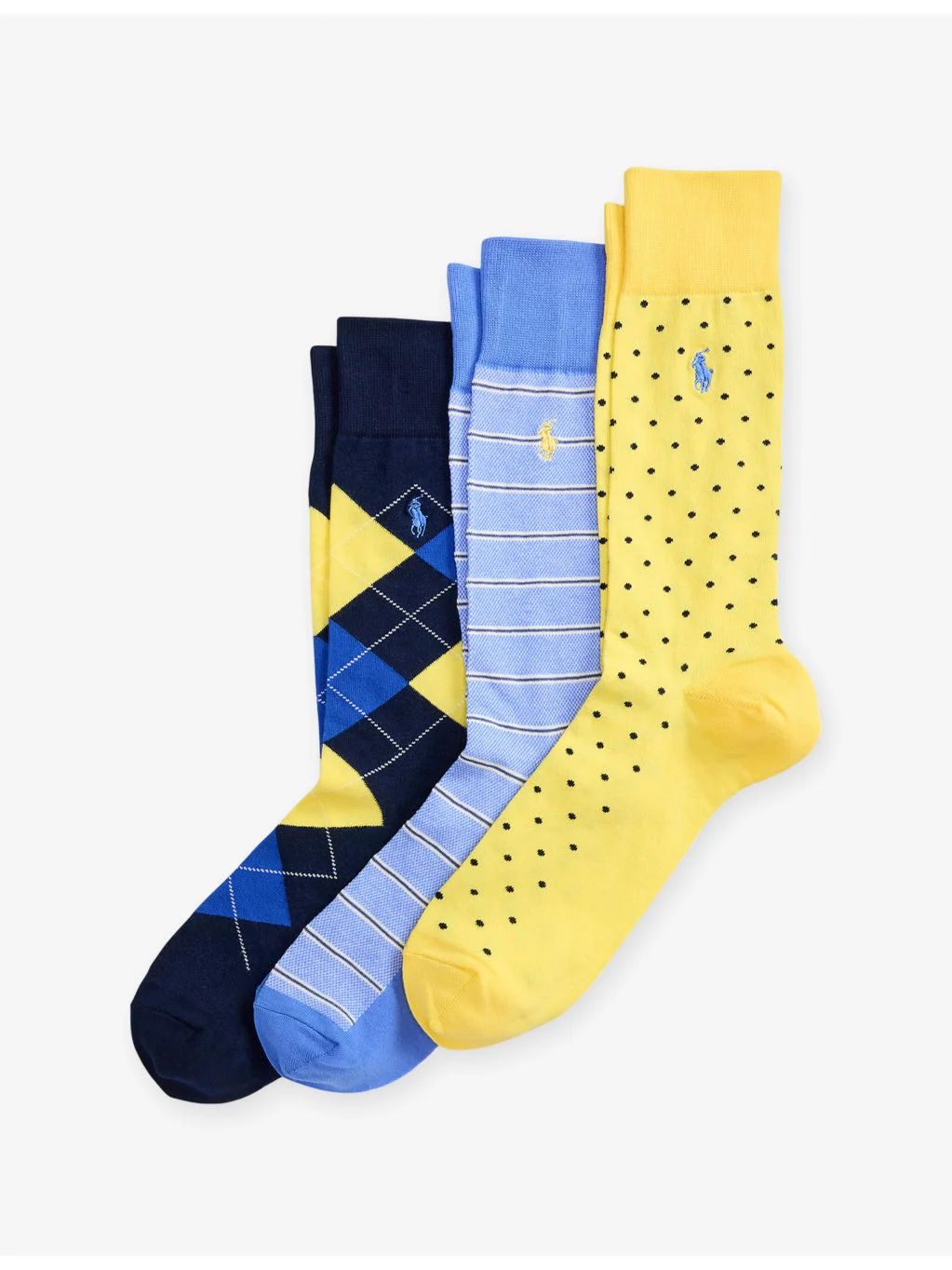 Argyle, Striped and Dotted Pack of Three Cotton-Blend Socks - 1