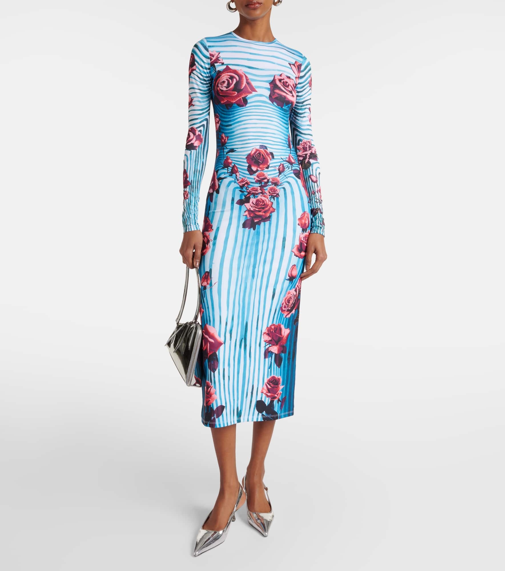 Floral jersey midi dress - 2