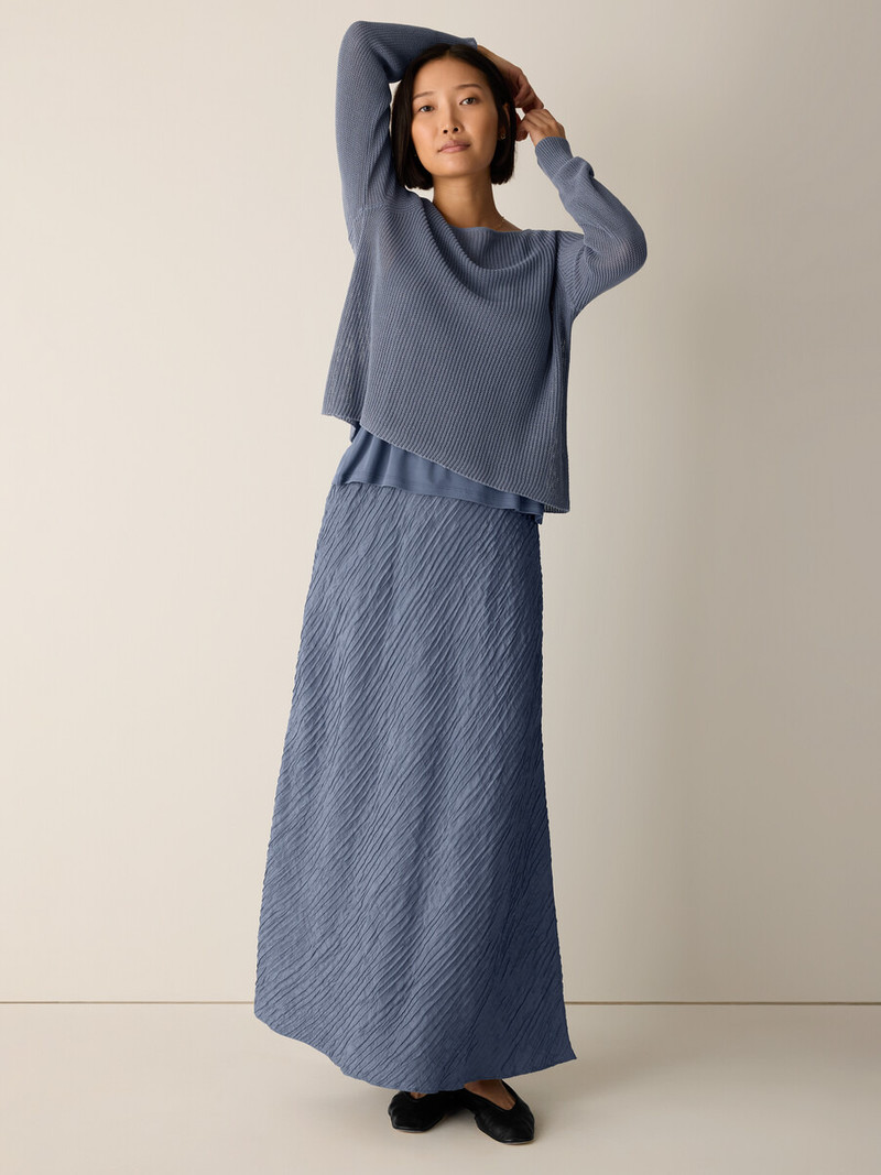 EILEEN FISHER Textured Silk Jacquard Bias Skirt outlook